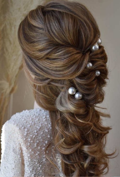 Twisted Braid With Pearl For Wedding