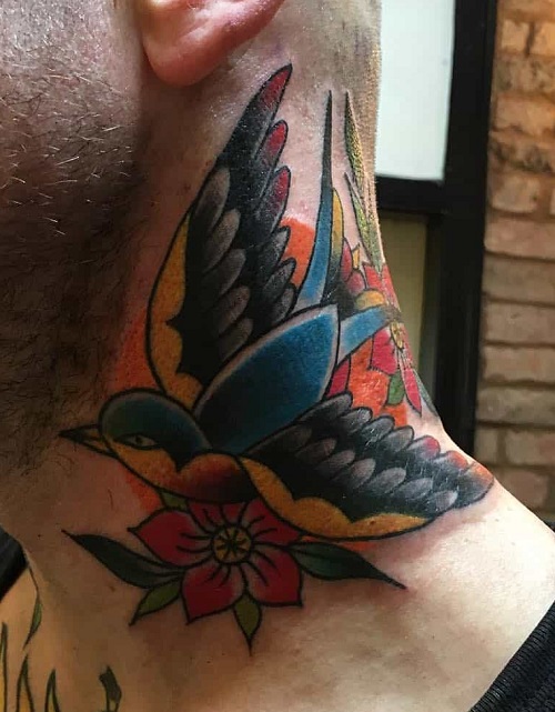 Water colored Bird Tattoo