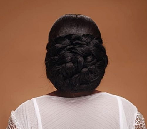Weaved Low Hair Bun For Black Brides