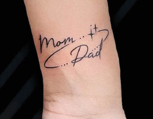 Wrist Mom Dad Tattoo