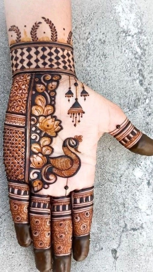 Back Hand Lotus Mehndi Design