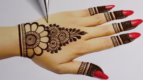 Back Hand Mesh Work Mehndi Design