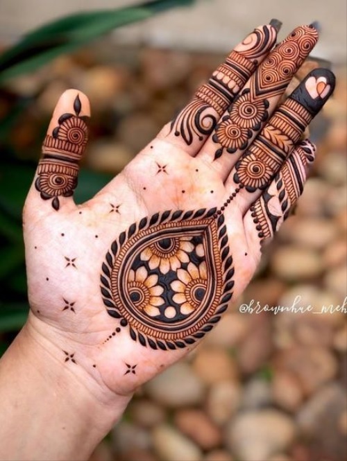 Bells And Floral Mehndi Pattern