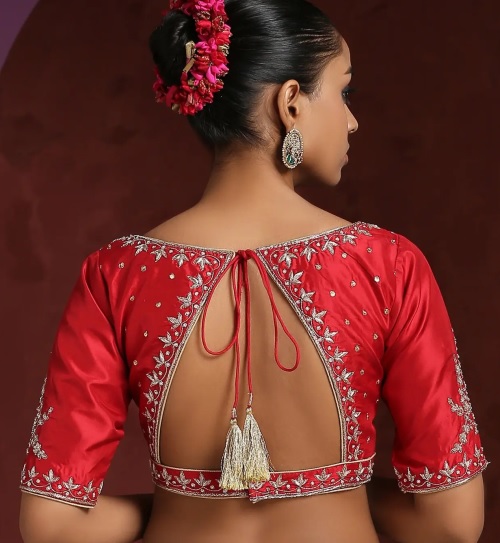 Cut Style Back Saree Blouse Design